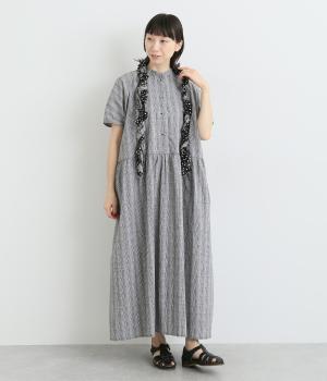 フリルタイ付きワンピース(グレンチェック-ONESIZE)