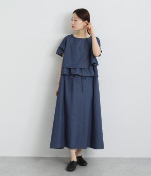 2wayラッフルワンピースアンサンブル(インディゴ-ONESIZE)