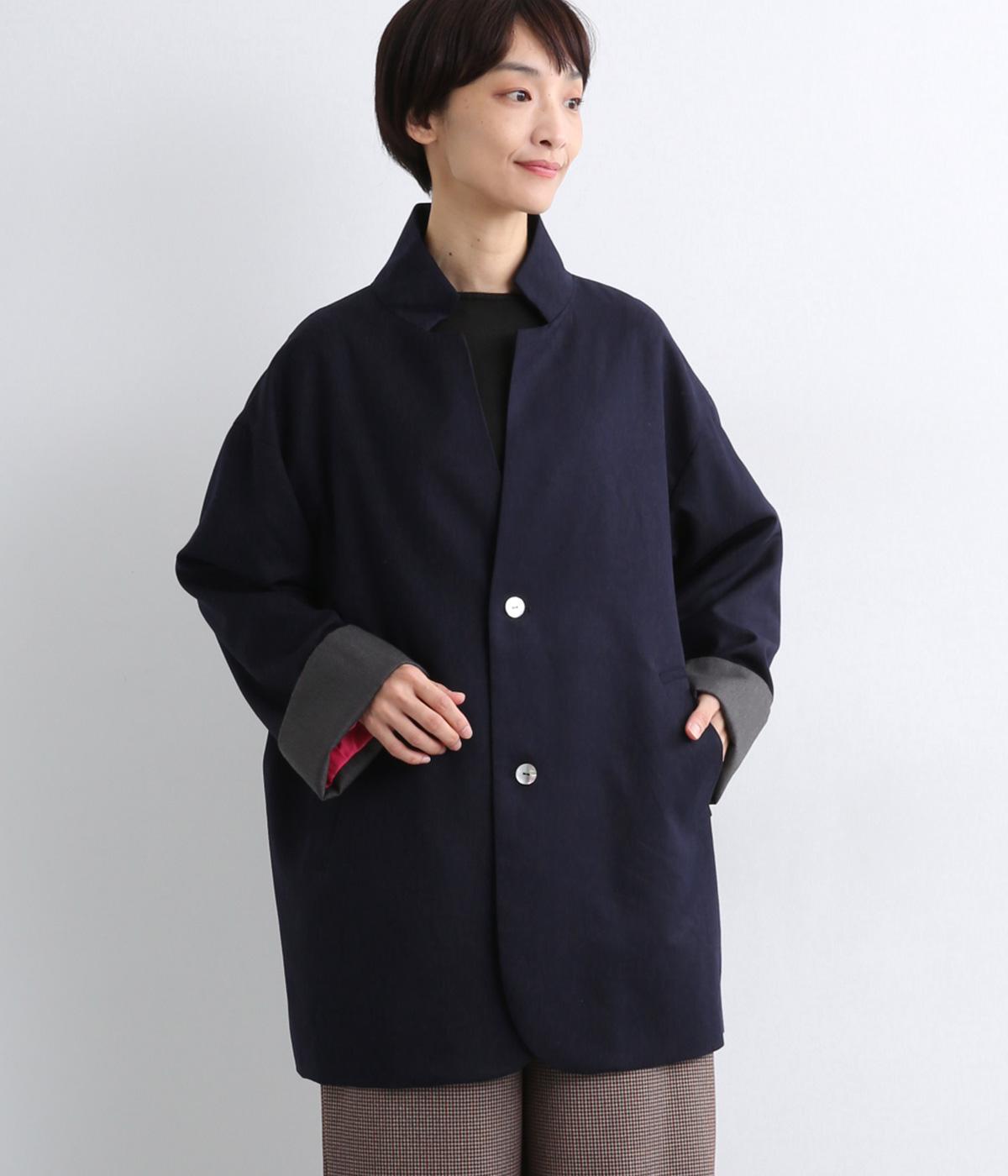 ギャバ　オーバーサイズゆるジャケット(ネイビー-F)