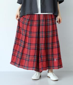 リネンタータンチェック　キュロット(レッド-ONESIZE)