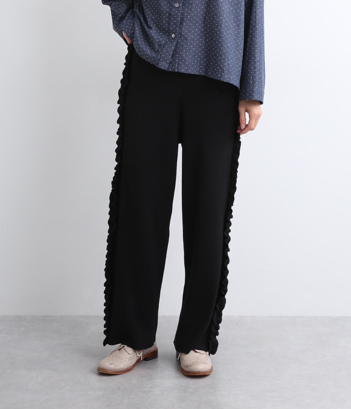 プレーティング総針フリルパンツ(ブラック-F)