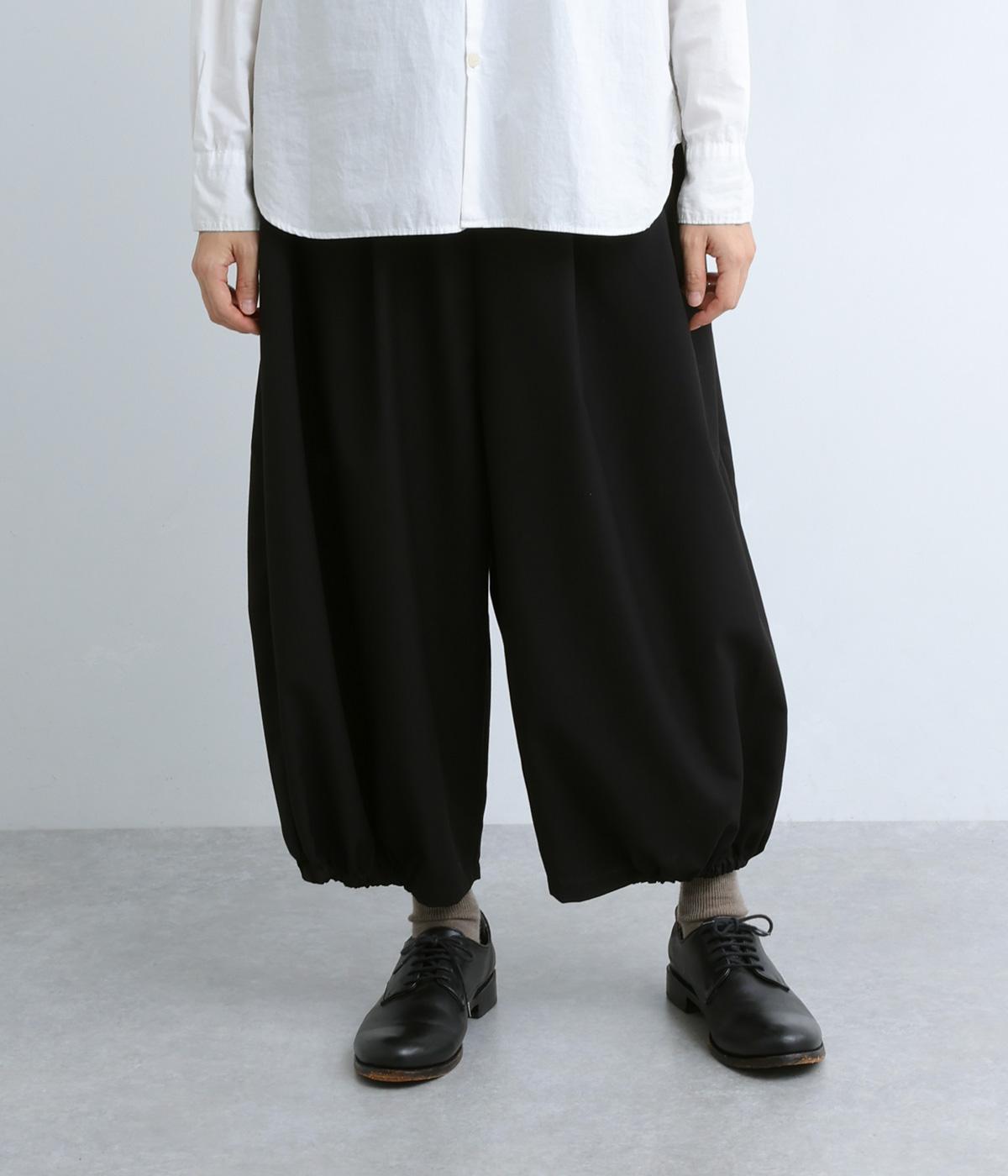 Pomme　トロバルーン裾ゴムクロップドパンツ(ブラック-F)