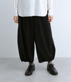Pomme　トロバルーン裾ゴムクロップドパンツ(ブラック-F)