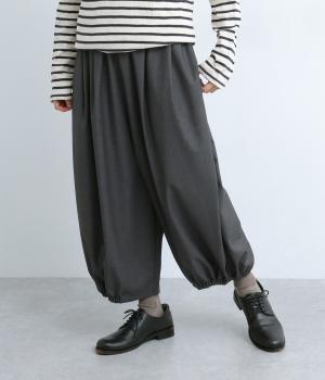 Pomme　トロバルーン裾ゴムクロップドパンツ(ダークグレー-F)