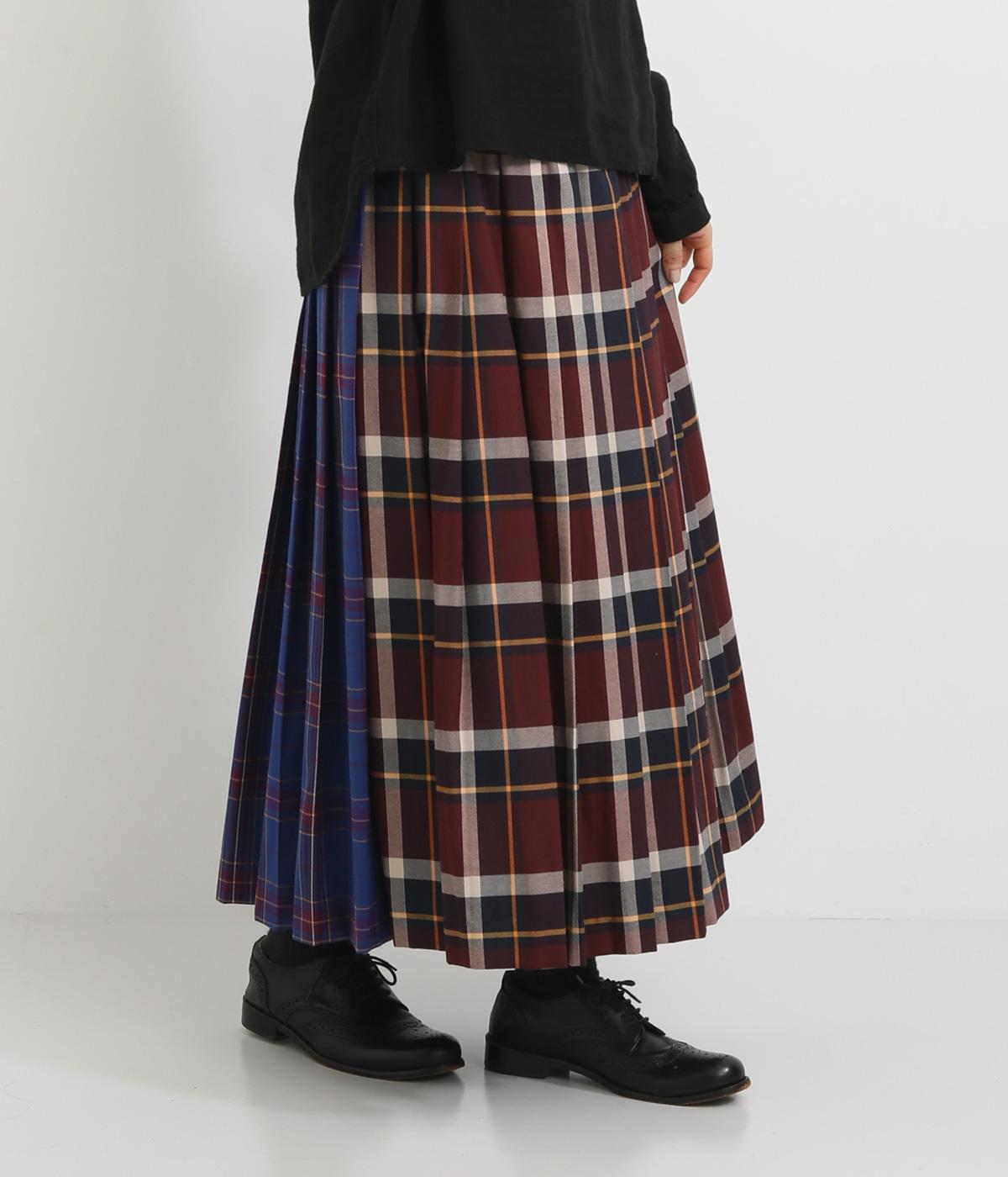 miscタータンプリーツスカート(ボルドー-F)