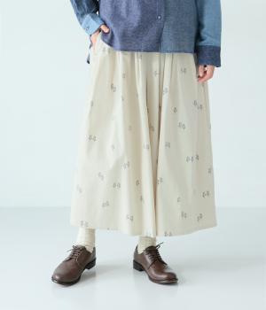 シャツコールユーカリタックキュロットスカート(アイボリー-F)
