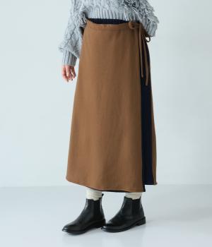 ウール圧縮天竺2wayラップスカート
