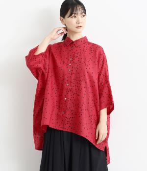 Cieラミースクエアーポルカ5分袖シャツ(レッド-F)
