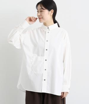 オーガニックコットンタイプライター　オーバーサイズシャツ(オフホワイト-F)