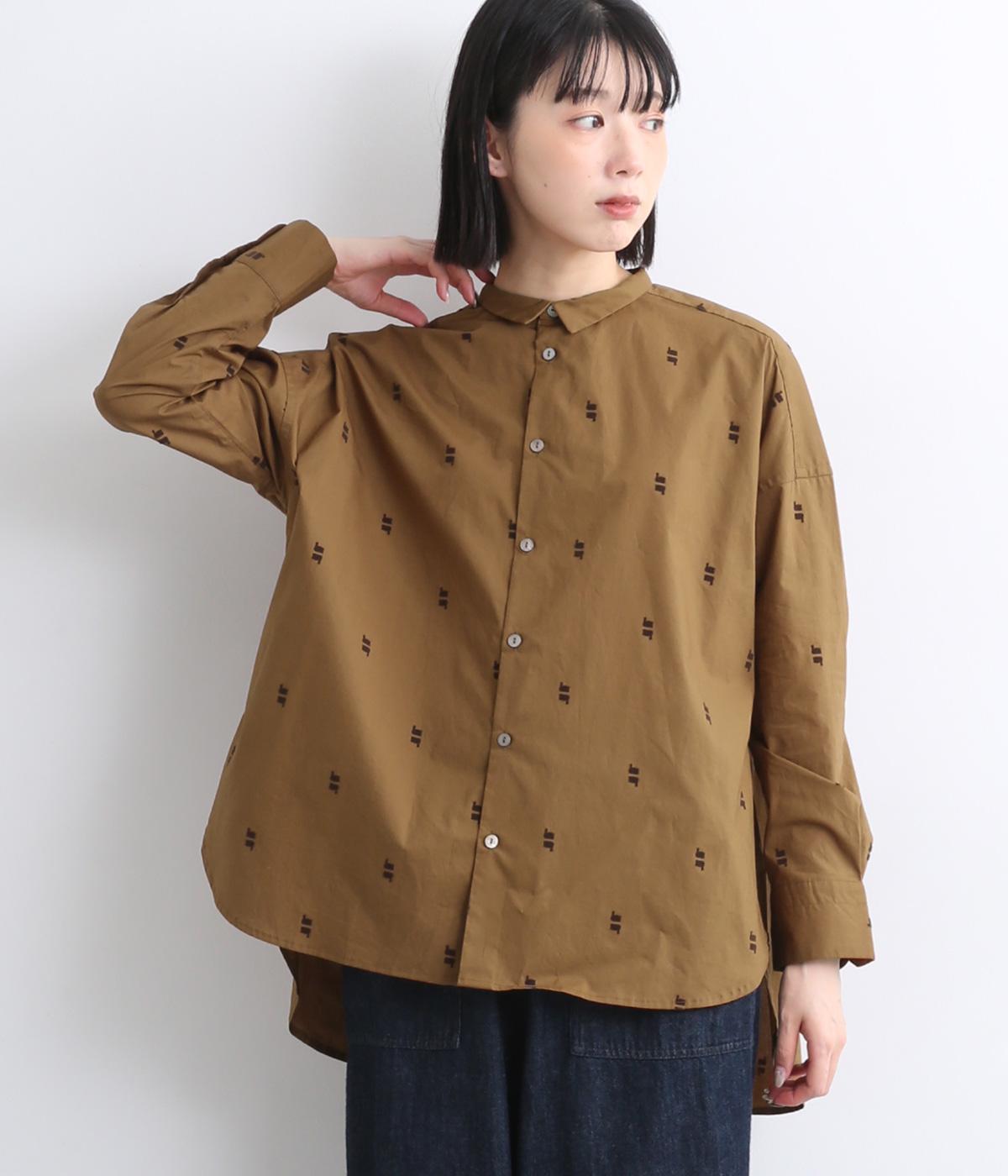 フロッキースワンブロードシャツ(キャメル-F)