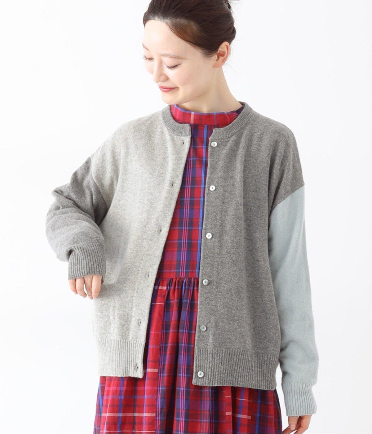 misc　エキストラファインメリノ　クルーワイドカーディガン(グレー-F)