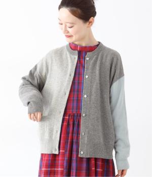 misc　エキストラファインメリノ　クルーワイドカーディガン(グレー-F)