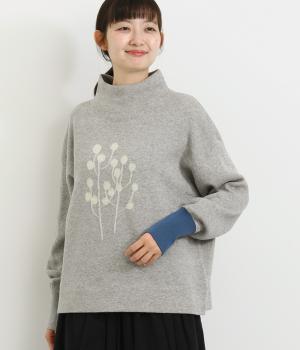 ユーカリモックネックスエット風ニット