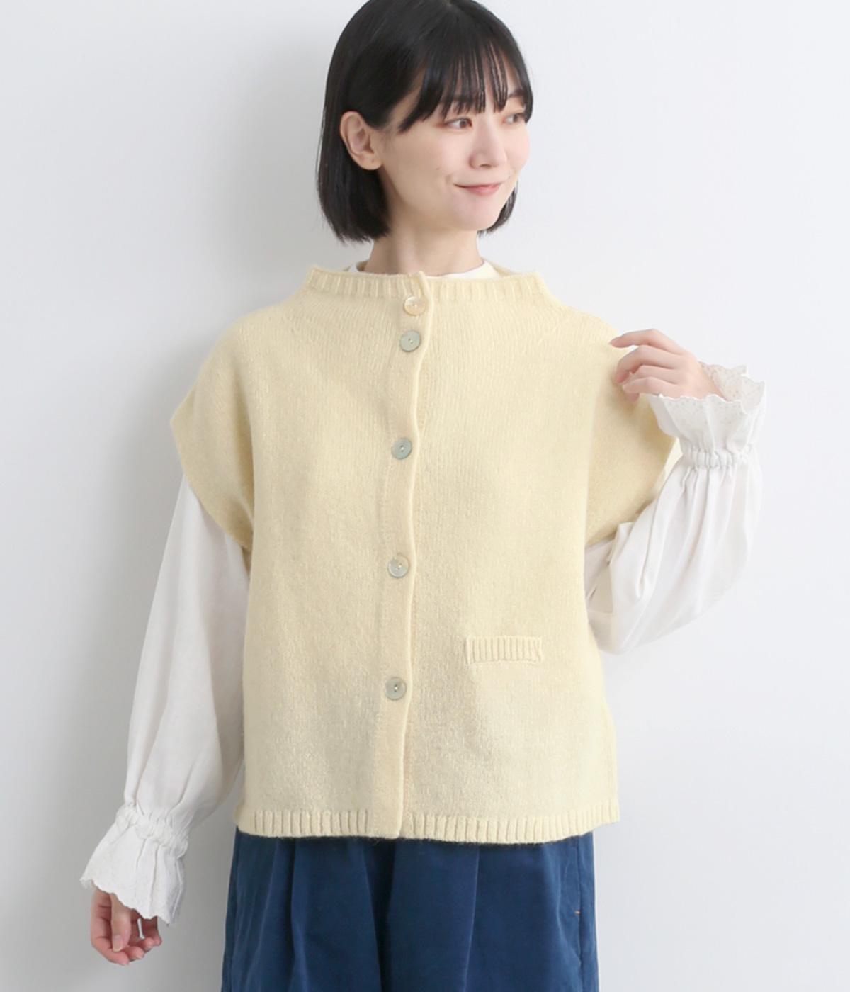 シェットランドウールハイネック2wayベスト(アイボリー-F)