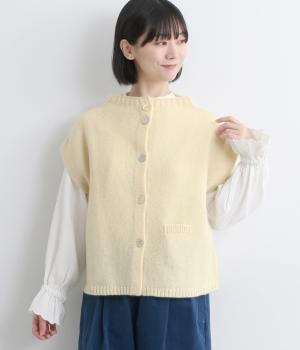 シェットランドウールハイネック2wayベスト(アイボリー-F)