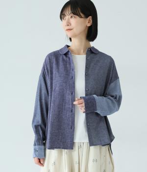 miscビエラ起毛丸襟シャツ