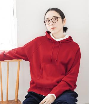 プレーディング総針プルパーカー(レッド-F)