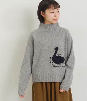 スワンインターシャハイネックセーター