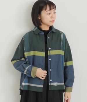 ビエラパネルチェッククロップドシャツ(ターコイズ-F)