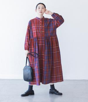 misc　タイプライターオリジナルチェック　2way切り替えワンピース(レッドmisc-F)