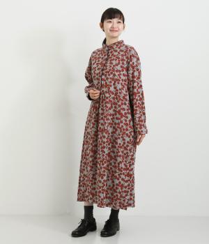 ビエラユーカリプリントスタンドカラーワンピース(レッド-F)