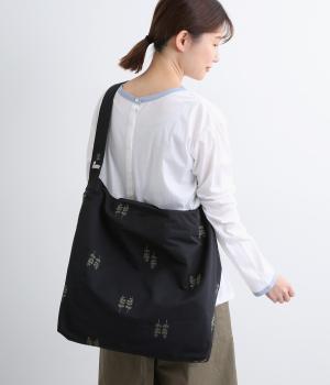 Klud グログラン刺繍ショルダートート L(ブラック-F)