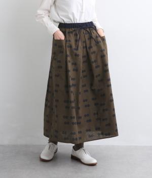 リネンコットンダブルドットポケットスカート