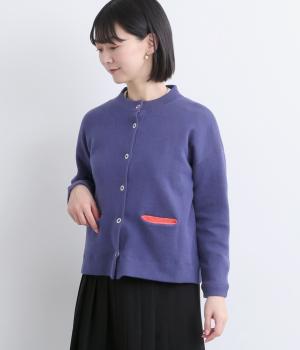 スエット風バックロゴニットカーディガン