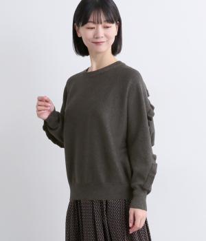 プレーティングドルマンフリルニットプルオーバー(ダークグレー-F)