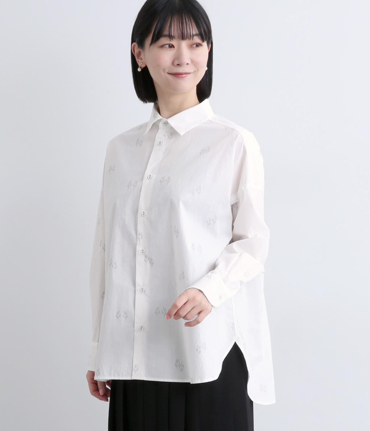 ユーカリプリントオーバーサイズシャツ(オフホワイト-F)