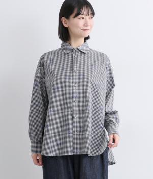 ユーカリプリントオーバーサイズシャツ(ブラックギンガム-F)