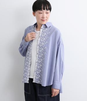タイプライターフロント刺繍オーバーサイズシャツ