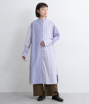 タイプライターmiscスタンドカラー後ろ天竺チュニックシャツ