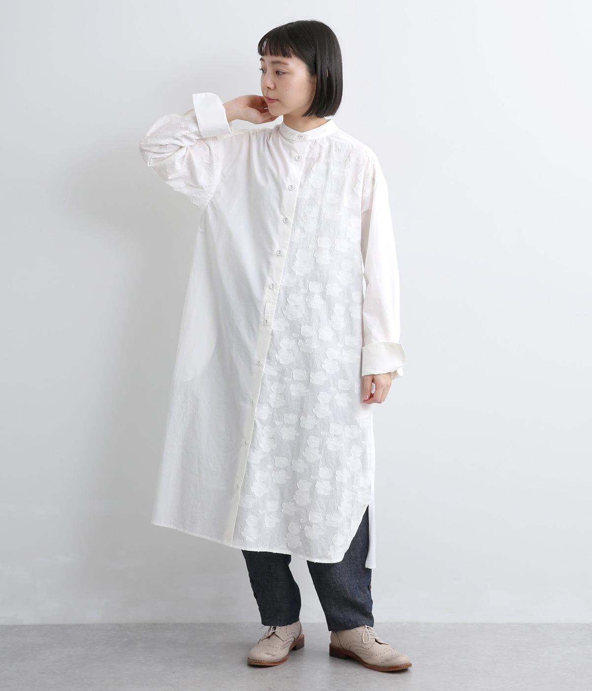 タイプライターmiscスタンドカラー後ろ天竺チュニックシャツ(オフホワイト-F)