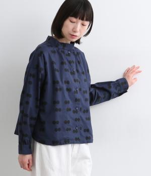 リネンコットンダブルドット2wayブラウス