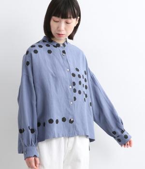 リネンレーヨンパネルドットシャツ