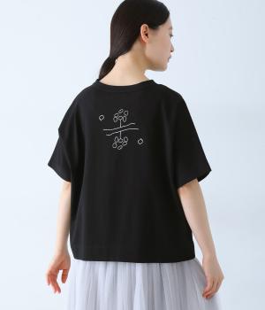 Cloche USコットンらくがきプリントTシャツ(ブラック-F)