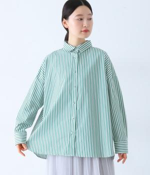 ロンドンストライプbackスワン刺繍シャツ