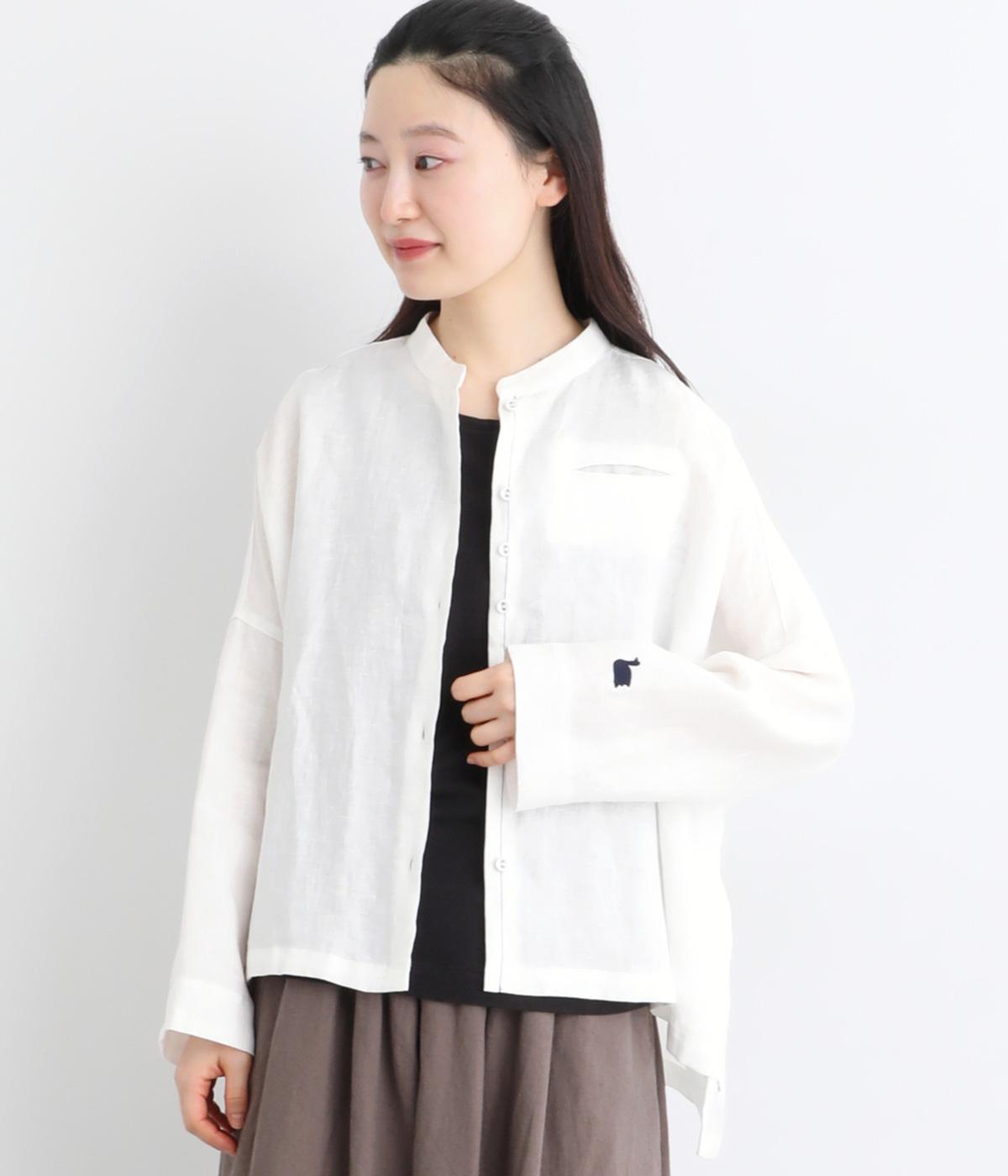 Cielスタンドカラーリネンシャツ(オフホワイト-F)