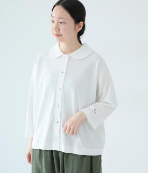 Cloche Ronde USコットン7分袖カットソーブラウス(オフホワイト-F)