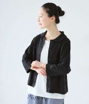 Cloche Ronde USコットン7分袖カットソーブラウス(ブラック-F)