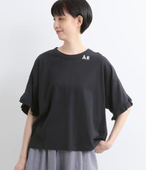 USコットンフリルスリーブTシャツ(ブラック-F)