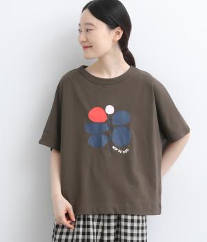 コットンユーカリアートTシャツ(ブラウン-F)