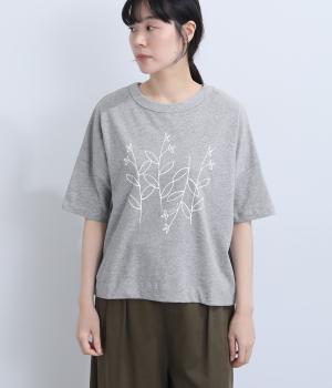 USコットンkukkaプリントTシャツ(グレー-M)
