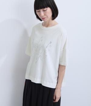 USコットンkukkaプリントTシャツ(シルバー-M)