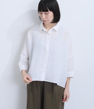 ラミークロップド6分袖シャツ(オフホワイト-M)