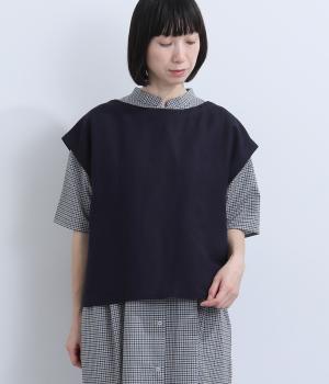 リネンレーヨン２wayベスト(ネイビー-M)