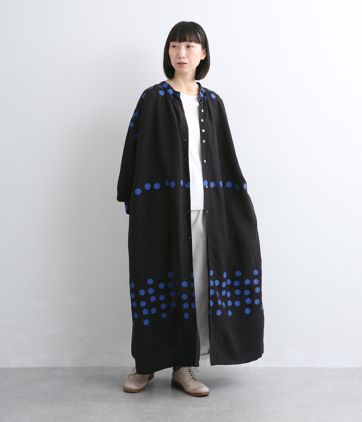 リネンレーヨンパネルドット2wayワンピース(ブラック-F)