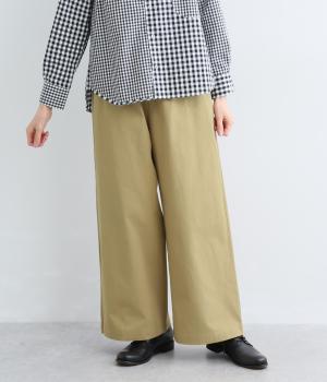 チノクロス・デニムワイドパンツ(ベージュ-M)