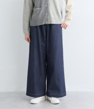チノクロス・デニムワイドパンツ(インディゴ-M)